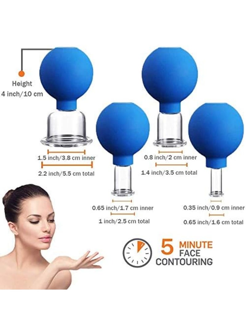 Luckam 4 PCS Glass Facial Cupping Set | Silicone Vacuum Suction | Cupping Massage Therapy | A Kit For Anti Cellulite, Anti Wrinkle and Instantly Ageless Skin | For Eyes, Face and Body - Image 5