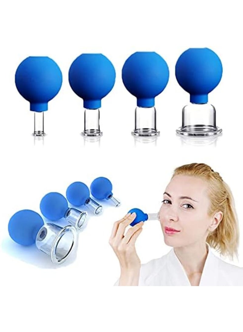 Luckam 4 PCS Glass Facial Cupping Set | Silicone Vacuum Suction | Cupping Massage Therapy | A Kit For Anti Cellulite, Anti Wrinkle and Instantly Ageless Skin | For Eyes, Face and Body - Image 1