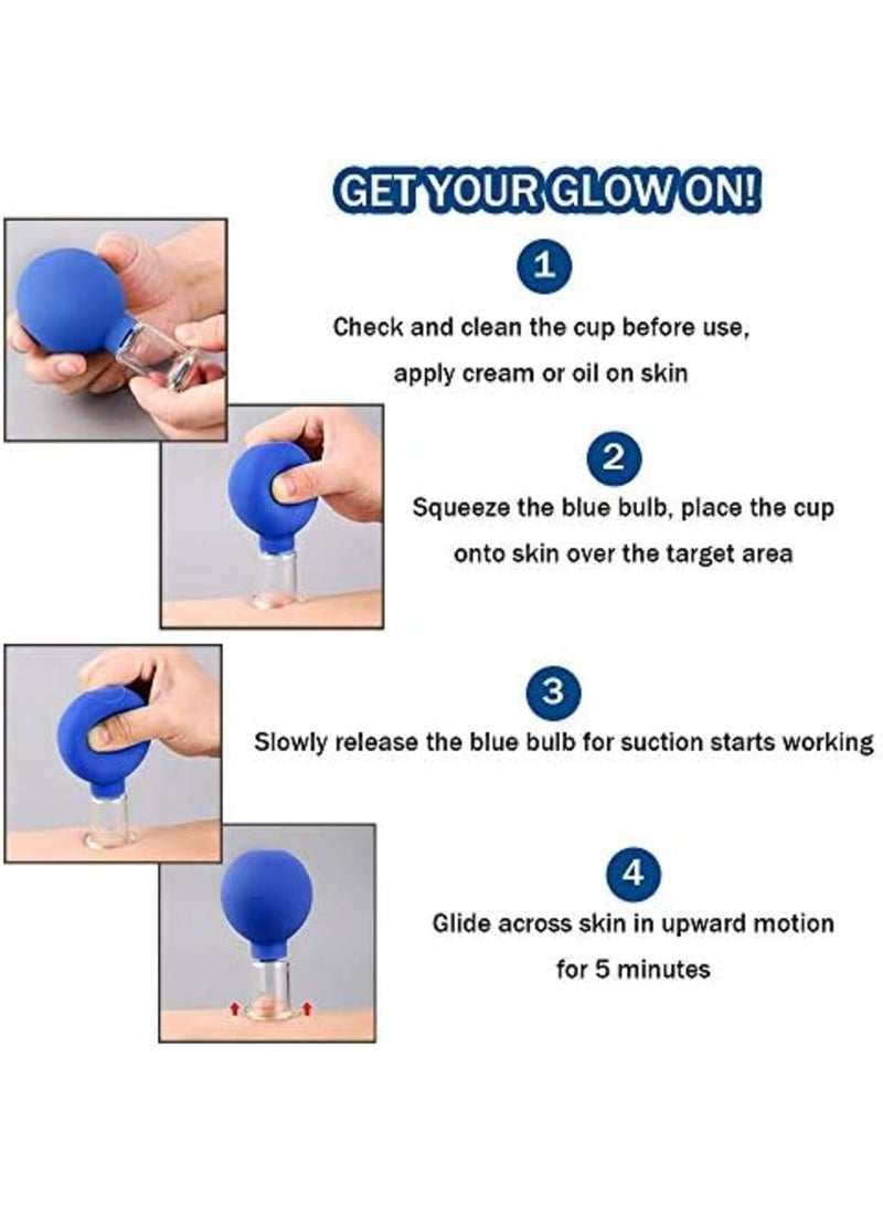 Luckam 4 PCS Glass Facial Cupping Set | Silicone Vacuum Suction | Cupping Massage Therapy | A Kit For Anti Cellulite, Anti Wrinkle and Instantly Ageless Skin | For Eyes, Face and Body - Image 4