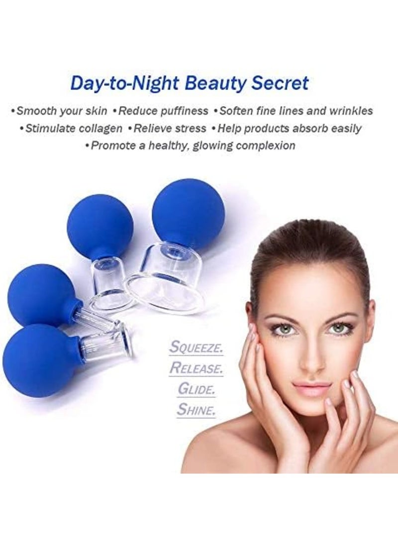 Luckam 4 PCS Glass Facial Cupping Set | Silicone Vacuum Suction | Cupping Massage Therapy | A Kit For Anti Cellulite, Anti Wrinkle and Instantly Ageless Skin | For Eyes, Face and Body - Image 2