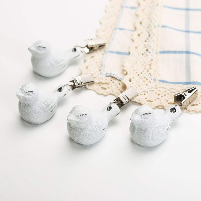 Sungmor Sungmor Cast Iron Heavyweight Tablecloth Weights  4 Pack Lovely  Beautiful White Bird Pendent Clips Weights Kit  Heavy Duty Table Cloth Cover Clamps for Home Garden Party Wedding Camping Picnic 