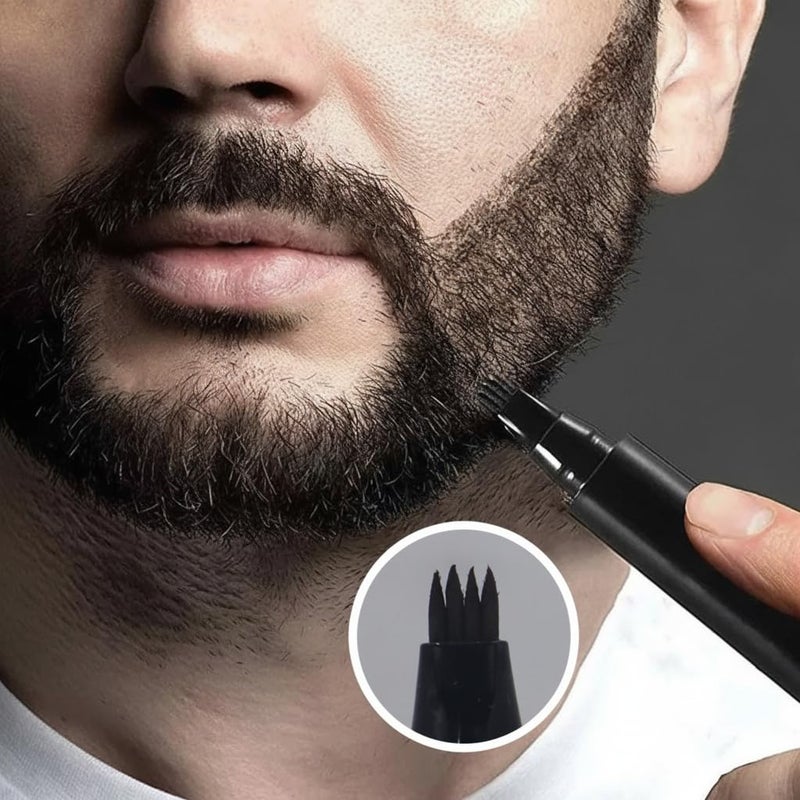 Beard & Mustache Filler Pen for Men 2 in 1 with 4-Point Fine Point Tip & Blending Brush & Comb for Face & Front Headline - Waterproof & Sweatproof Formula for Long Lasting Natural & Attractive Look - Image 3