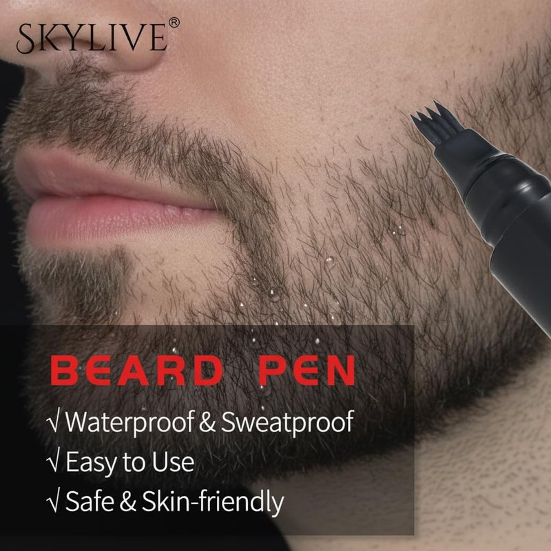 Beard & Mustache Filler Pen for Men 2 in 1 with 4-Point Fine Point Tip & Blending Brush & Comb for Face & Front Headline - Waterproof & Sweatproof Formula for Long Lasting Natural & Attractive Look - Image 4