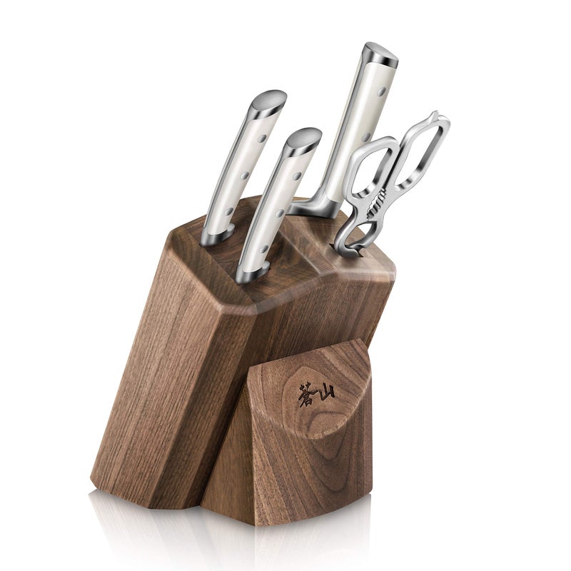 Cangshan S1 Series 1022568 German Steel Forged 5Piece Starter Knife Block Set Walnut