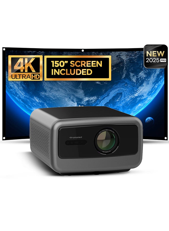 Wownect Pro Smart Android 12.0 Projector With 150 Inch Projector Screen 4K FHD 1080P,1200 ANSI [Auto Focus/Auto Keystone]Wifi 6 BT 5.0 [Fully Sealed] PROJ-WO-103-AN_SCR-05 Beam Pro with Screen - Image 1
