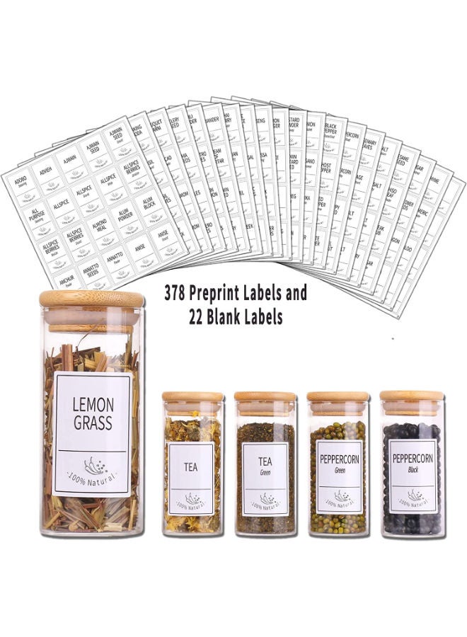 QUESERA 24 Glass Spice Jars with Bamboo Airtight Lids 400 Spice Labels Funnel and Chalk Marker Set Spice Containers 4 OZ Glass Storage Jars - Image 2