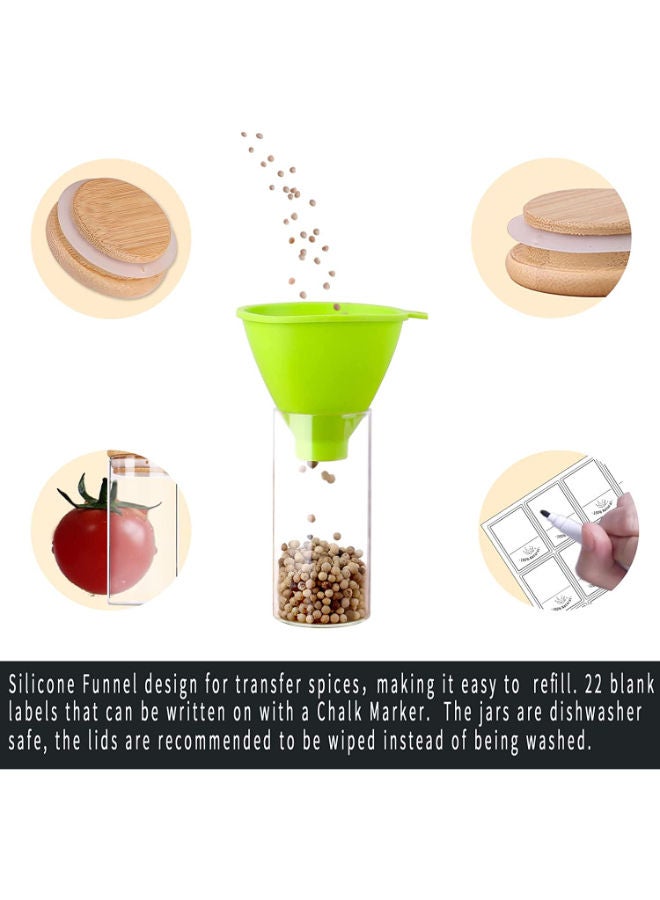 QUESERA 24 Glass Spice Jars with Bamboo Airtight Lids 400 Spice Labels Funnel and Chalk Marker Set Spice Containers 4 OZ Glass Storage Jars - Image 4