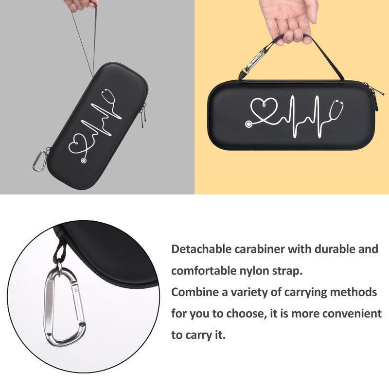BOVKE Stethoscope Case fits 3M Littmann Classic III Monitoring Stethoscope, Lightweight II S.E, MDF Acoustica, Cardiology IV Diagnostic Stethoscope Holder with Pocket for Nurse Essentials, Black+Black - Image 5