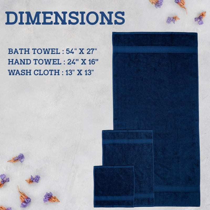 Casa Lino 4 Piece Bath Towel Set | 1 Bath Towel  2 Wash Cloth  1 Hand Towels | Bathroom Essentials for New Home  100% Cotton Luxury Towels  Highly Absorbent Bathroom Set  Cobalt - Image 3