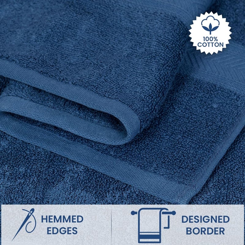 Casa Lino 4 Piece Bath Towel Set | 1 Bath Towel  2 Wash Cloth  1 Hand Towels | Bathroom Essentials for New Home  100% Cotton Luxury Towels  Highly Absorbent Bathroom Set  Cobalt - Image 4