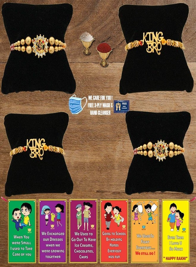 BOGATCHI Rakhi Combo 4 American Diamonds with Colourful Beads Rakhi for Brother + Free Roli Chawal and Rakhi Story Card - Image 2