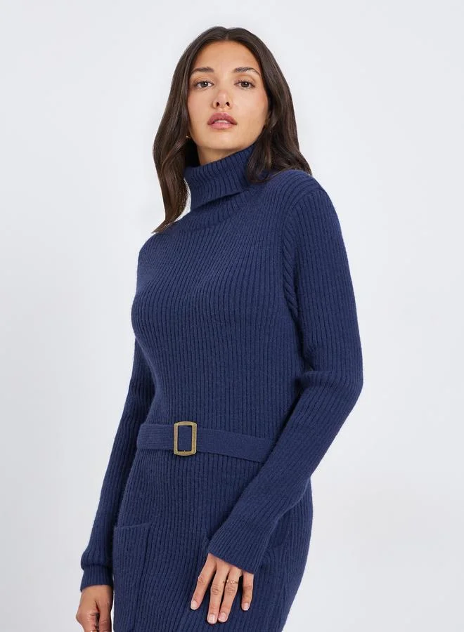 ستايلي فستان سويتر طويل محبوك مع حزام