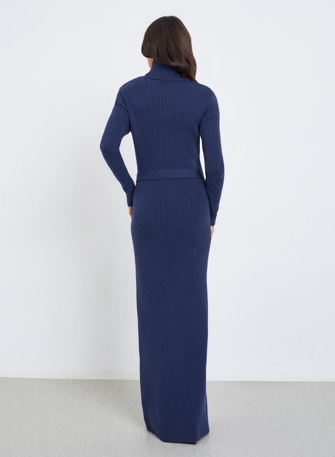 ستايلي فستان سويتر طويل محبوك مع حزام - Image 4