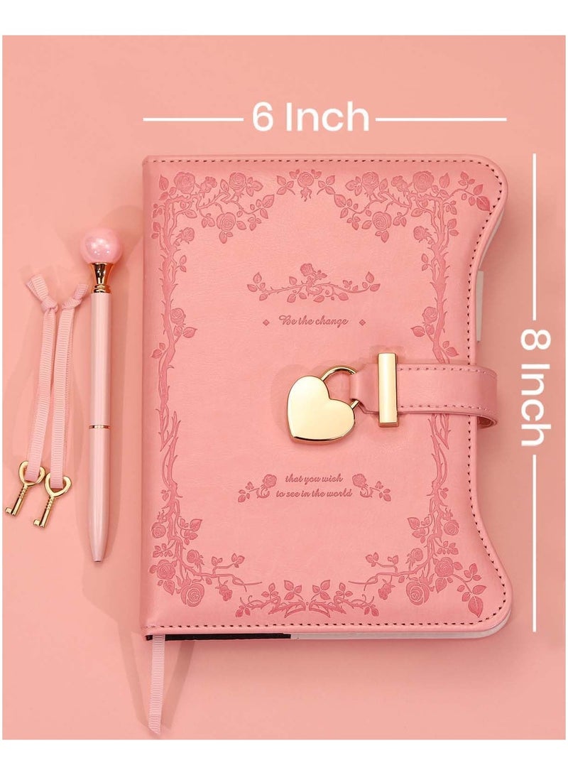 عام مفكرة قابلة للقفل بمفتاح - هدية إبداعية للفتيات، دفتر يوميات نسائي بحواف ذهبية 360 صفحة مقاس B6 مع قلم وعلامة صفحات - Image 3