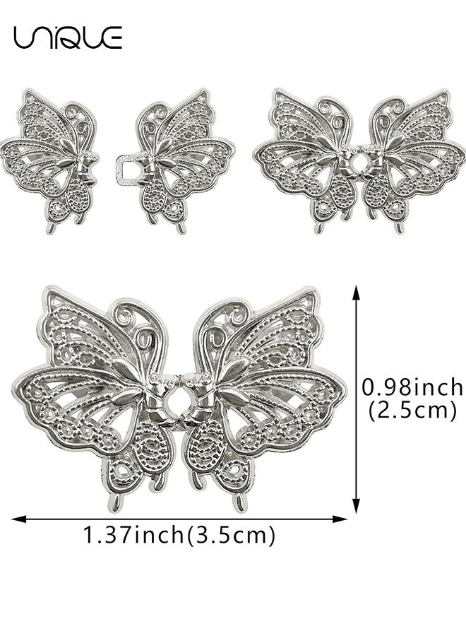 Unique Adjustable Jeans Butterfly Buttons, 12 Pairs Butterfly Pants Button Jean Buttons, No Sewing Detachable, Waist Body Fit Tighten Buckles, Nail-Free Tightener Pant Button Waist, gold and silver  - Image 2