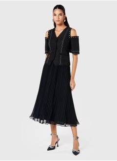 Threadz by Ajooni Eyelet Detailed Pleated Blazer Dress  - Image 1