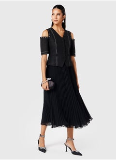 Threadz by Ajooni Eyelet Detailed Pleated Blazer Dress  - Image 4