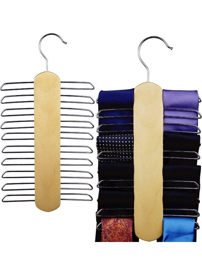 ZOBER Wooden Tie Hanger | Ties, Belts and Scarfs Organizer | High Grade Wood | Space-Saving - Image 2