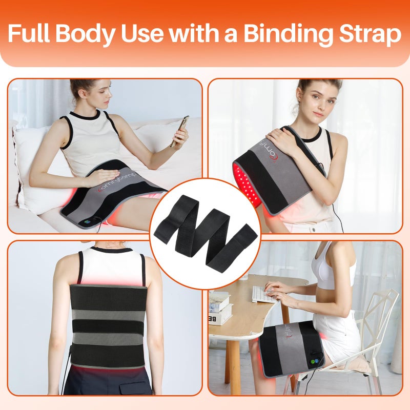 Comfytemp 24â€™â€™ x 12â€™â€™ Red Light Therapy Pad for Body, Wearable Near Infrared Light Therapy Wrap with Timer, 242 LEDs Large Light Pad for Back Joint Muscle, 660nm & 850nm, 32W - Image 4