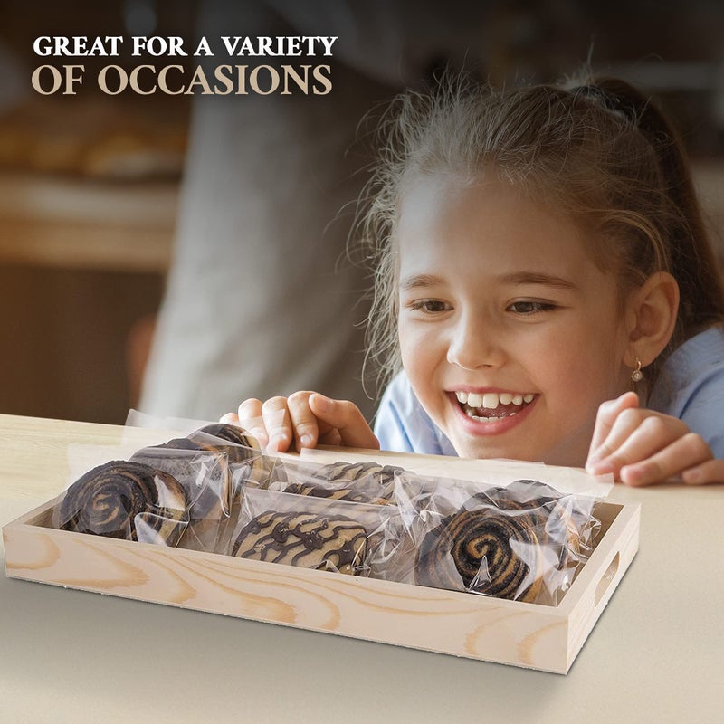 Hammont Wooden Serving Trays with Handles - 7 Piece Nested Breakfast Set - Perfect for Organizing, Bathroom, Party Buffet & Serving - Image 5