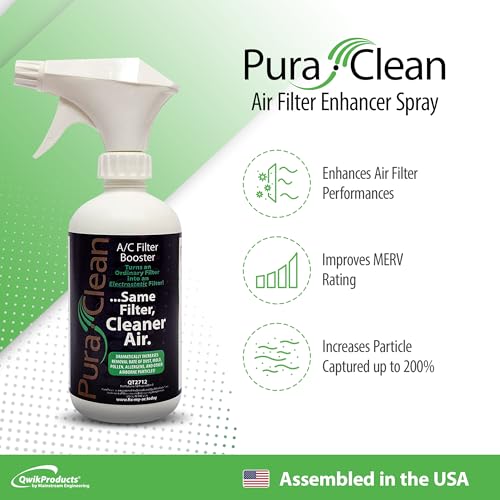 QwikProducts PuraClean Air Filter Spray Cleaner, Improve Air Filtration Helps Remove Air Pollutants, Dust, and Debris, Increases Capture in Air Filter for Cleaner Air, 12 Ounces - Image 2