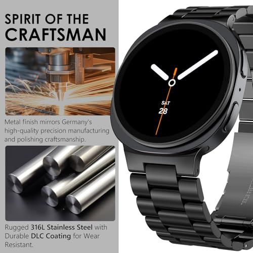 WINGLE Stainless Steel Bands for Galaxy Watch 8 Band Samsung Galaxy Watch 8 Classic Band 46mm 44mm 40mm Men Rugged Metal Strap Classy Elegant Casual Business Bracelet Galaxy Watch8/ 8 Classic, Black - Image 3