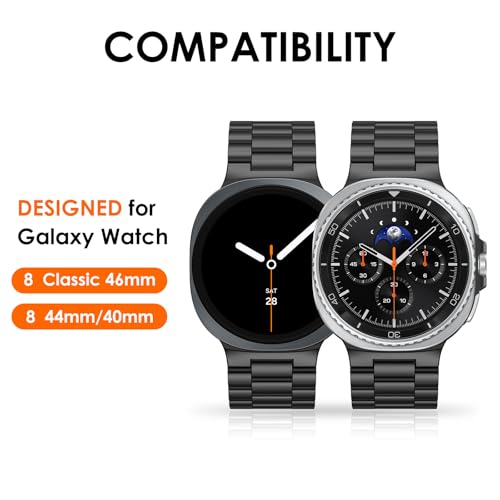 WINGLE Stainless Steel Bands for Galaxy Watch 8 Band Samsung Galaxy Watch 8 Classic Band 46mm 44mm 40mm Men Rugged Metal Strap Classy Elegant Casual Business Bracelet Galaxy Watch8/ 8 Classic, Black - Image 2