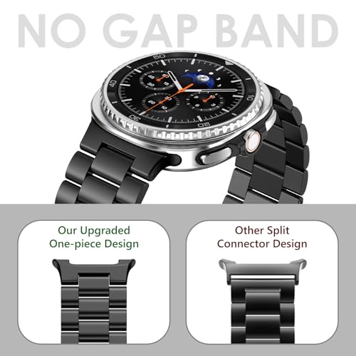 WINGLE Stainless Steel Bands for Galaxy Watch 8 Band Samsung Galaxy Watch 8 Classic Band 46mm 44mm 40mm Men Rugged Metal Strap Classy Elegant Casual Business Bracelet Galaxy Watch8/ 8 Classic, Black - Image 4