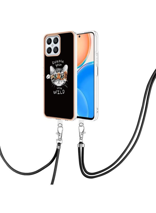 اس-توب جراب لهاتف Honor X8 4G مطلي بالكهرباء من الجانبين مع حبل تعليق - Image 1