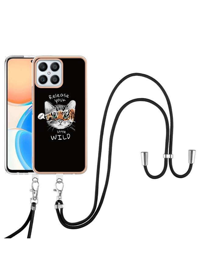 اس-توب جراب لهاتف Honor X8 4G مطلي بالكهرباء من الجانبين مع حبل تعليق - Image 2