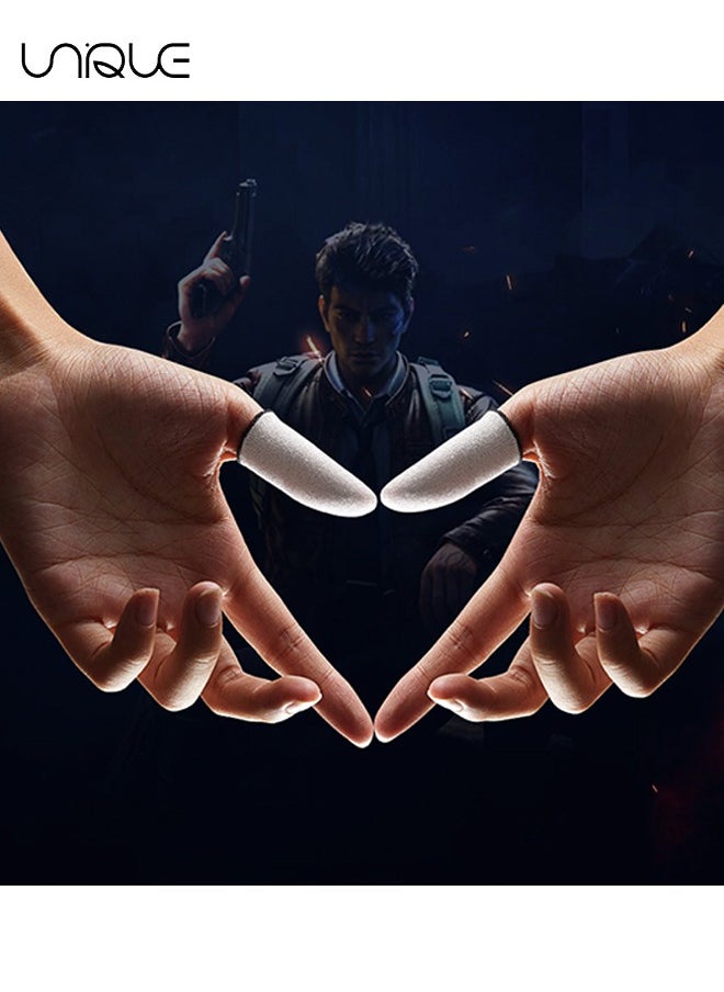 Unique - 4 Piece Gaming Finger Sleeve Gloves - Gaming Finger Sleeve 0.3mm Fiber Seamless Thumbtip Sleeve for Mobile Gaming Sweat Resistant for PUBG/Cod/LOL/ROS Gaming Finger Sleeve (with Box) - Image 1