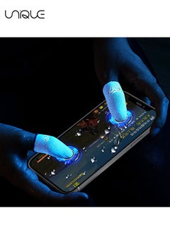 Unique 4 Piece Gaming Finger Sleeve Gloves - Gaming Finger Sleeve 0.3mm Fiber Seamless Thumbtip Sleeve for Mobile Gaming Sweat Resistant for PUBG/Cod/LOL/ROS Gaming Finger Sleeve (with Box)  - Image 4