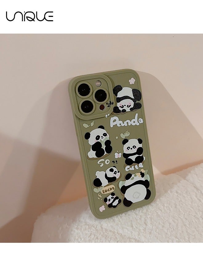 Unique Compatible with iPhone 14 Pro Max Cases, Cartoon Panda Pattern Cases, Green Cases - Sleek and Minimalist Phone Cases - TPU Drop Protection - Image 2