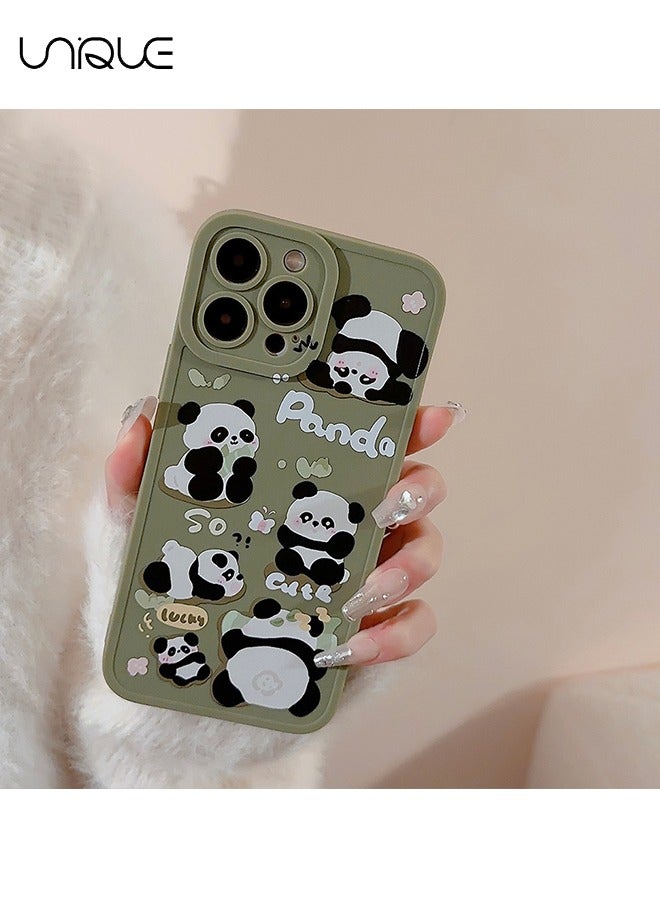 Unique Compatible with iPhone 14 Pro Max Cases, Cartoon Panda Pattern Cases, Green Cases - Sleek and Minimalist Phone Cases - TPU Drop Protection - Image 3