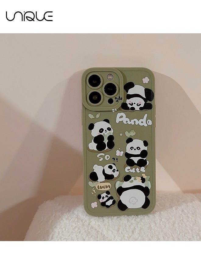 Unique Compatible with iPhone 14 Pro Max Cases, Cartoon Panda Pattern Cases, Green Cases - Sleek and Minimalist Phone Cases - TPU Drop Protection - Image 5