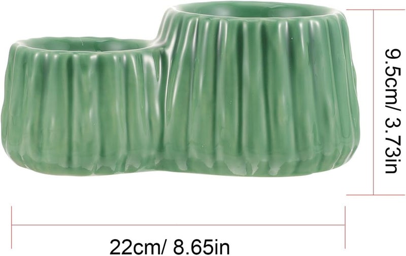 Ceramic Raised Cat Bowl and Elevated Dog Feeding Bowl with Neck Protection, Dual Height Tilted Design, Green Pet Food and Water Dish for Cats and Dogs - Image 2