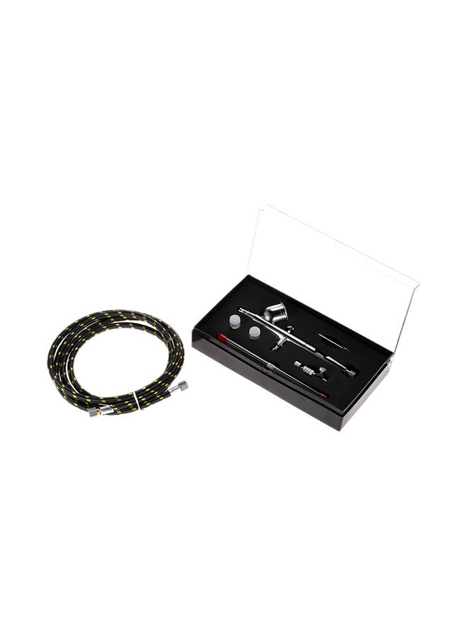 NIBEMINENT Gravity Feed Double Action Paint Sprayer Kit Silver/Black 24.5x7x17cm - Image 1
