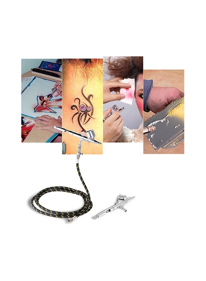 NIBEMINENT Gravity Feed Double Action Paint Sprayer Kit Silver/Black 24.5x7x17cm - Image 4