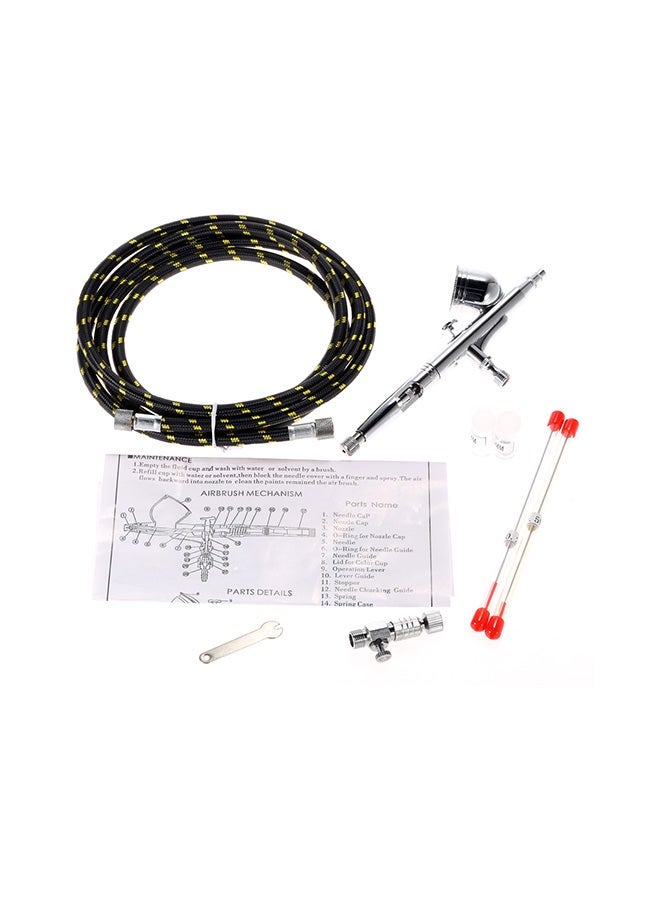 NIBEMINENT Gravity Feed Double Action Paint Sprayer Kit Silver/Black 24.5x7x17cm - Image 2