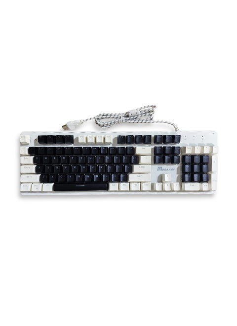 Mega Key Gaming Mechanical Keyboard White Black 87 Keycaps, Brown Switch for PC Gamer Laptop ,  It can be used at home, office, and personal use.