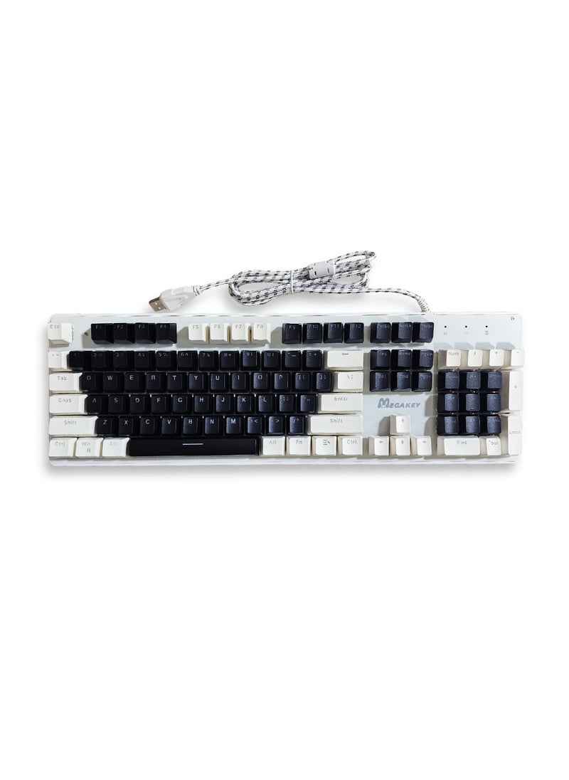 Generic - Mega Key Gaming Mechanical Keyboard White Black 87 Keycaps, Brown Switch for PC Gamer Laptop ,  It can be used at home, office, and personal use. - Image 1
