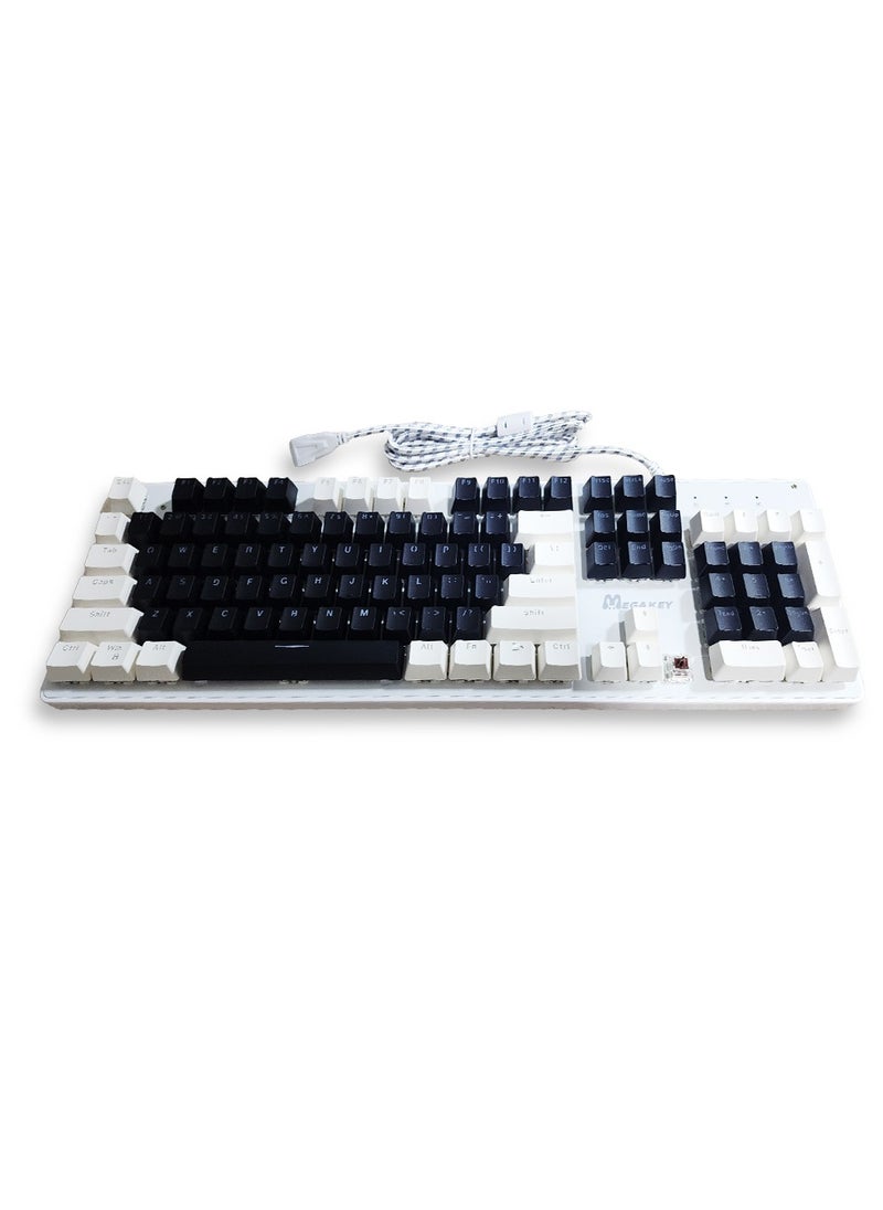 Generic - Mega Key Gaming Mechanical Keyboard White Black 87 Keycaps, Brown Switch for PC Gamer Laptop ,  It can be used at home, office, and personal use. - Image 1