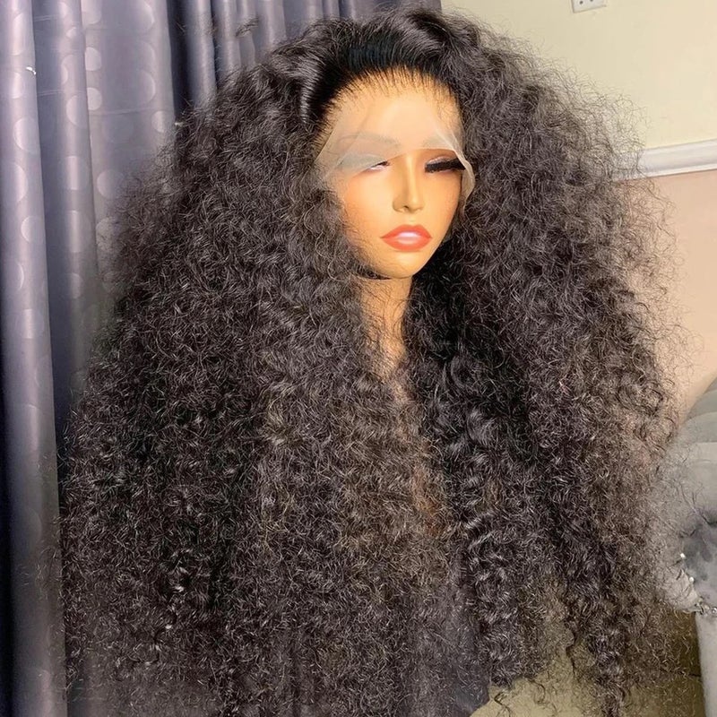 Lace Front Curly Wig 13*4 Full Head Mixed Human Hair Black Black