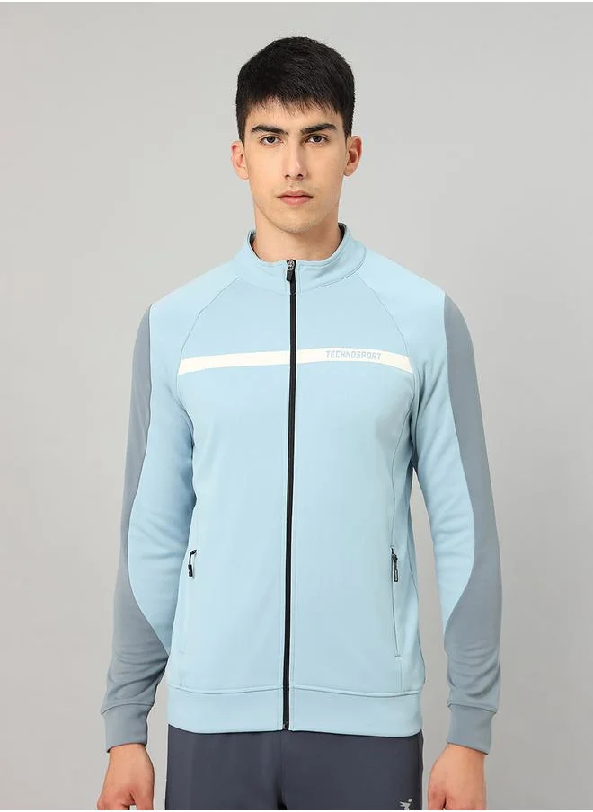 تكنوسبورت High Neck Full Sleeve Colorblock Fleece Jacket by Styli