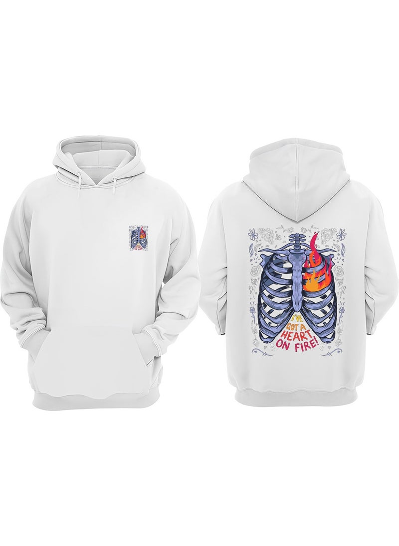 The Wert - Unisex I and Got A Heart On Fire Design Front Back Printed Regular Fit White Sweatshirt - Image 1