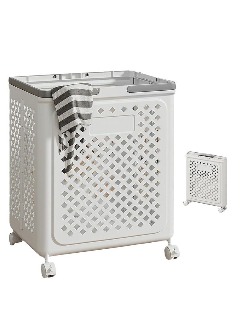 Generic - Rolling Folding Laundry Hamper,Laundry Basket with Wheels and Handles,Plastic Laundry Room Bathroom Storage Organizer,Can Be Folded to Save Space,Easy to Move 49 * 36 * 28 cm - Image 1