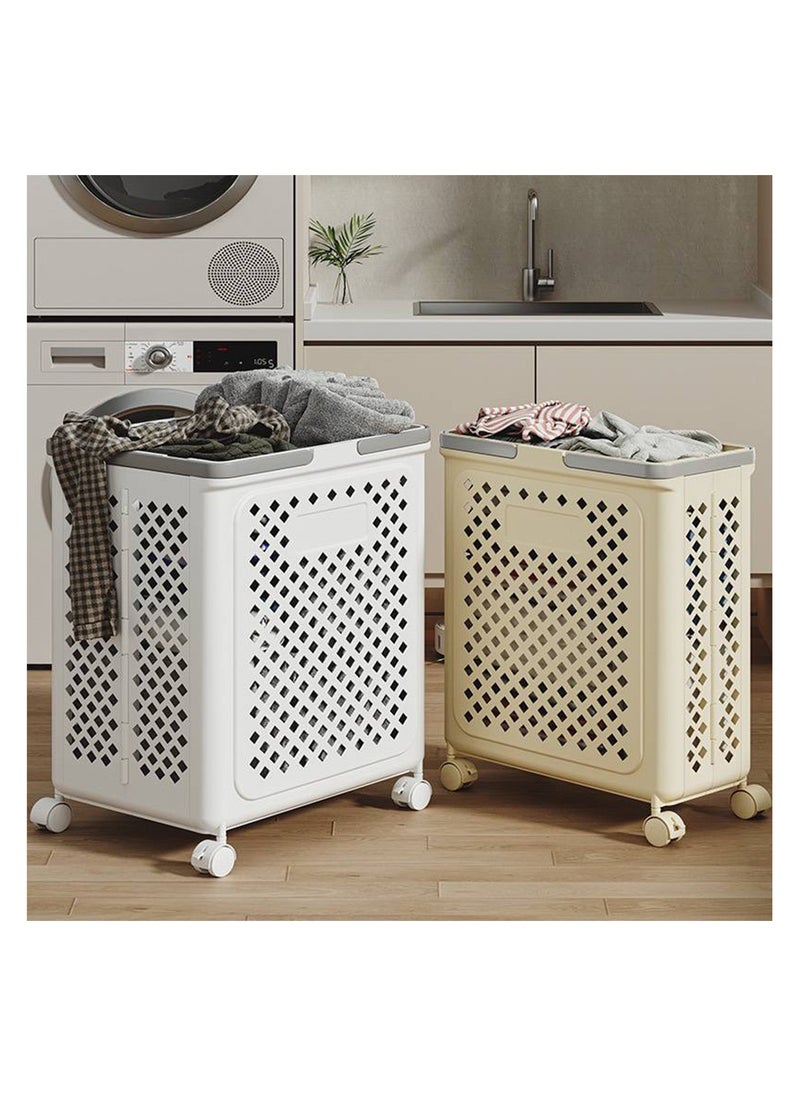 Generic - Rolling Folding Laundry Hamper,Laundry Basket with Wheels and Handles,Plastic Laundry Room Bathroom Storage Organizer,Can Be Folded to Save Space,Easy to Move 49 * 36 * 28 cm - Image 1