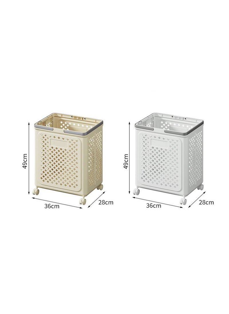 Generic - Rolling Folding Laundry Hamper,Laundry Basket with Wheels and Handles,Plastic Laundry Room Bathroom Storage Organizer,Can Be Folded to Save Space,Easy to Move 49 * 36 * 28 cm - Image 1