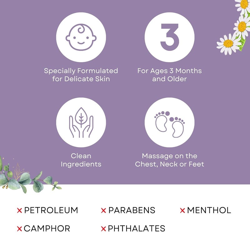 HERBION Naturals Baby Chest Rub Ages 3 Months AllNatural Soothing Ointment with Coconut Oil Eucalyptus Lavender Chamomile Shea Butter Petroleum  MentholFree NonGMO 353 Oz Pack of 1 - Image 4