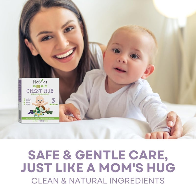 HERBION Naturals Baby Chest Rub Ages 3 Months AllNatural Soothing Ointment with Coconut Oil Eucalyptus Lavender Chamomile Shea Butter Petroleum  MentholFree NonGMO 353 Oz Pack of 1 - Image 5